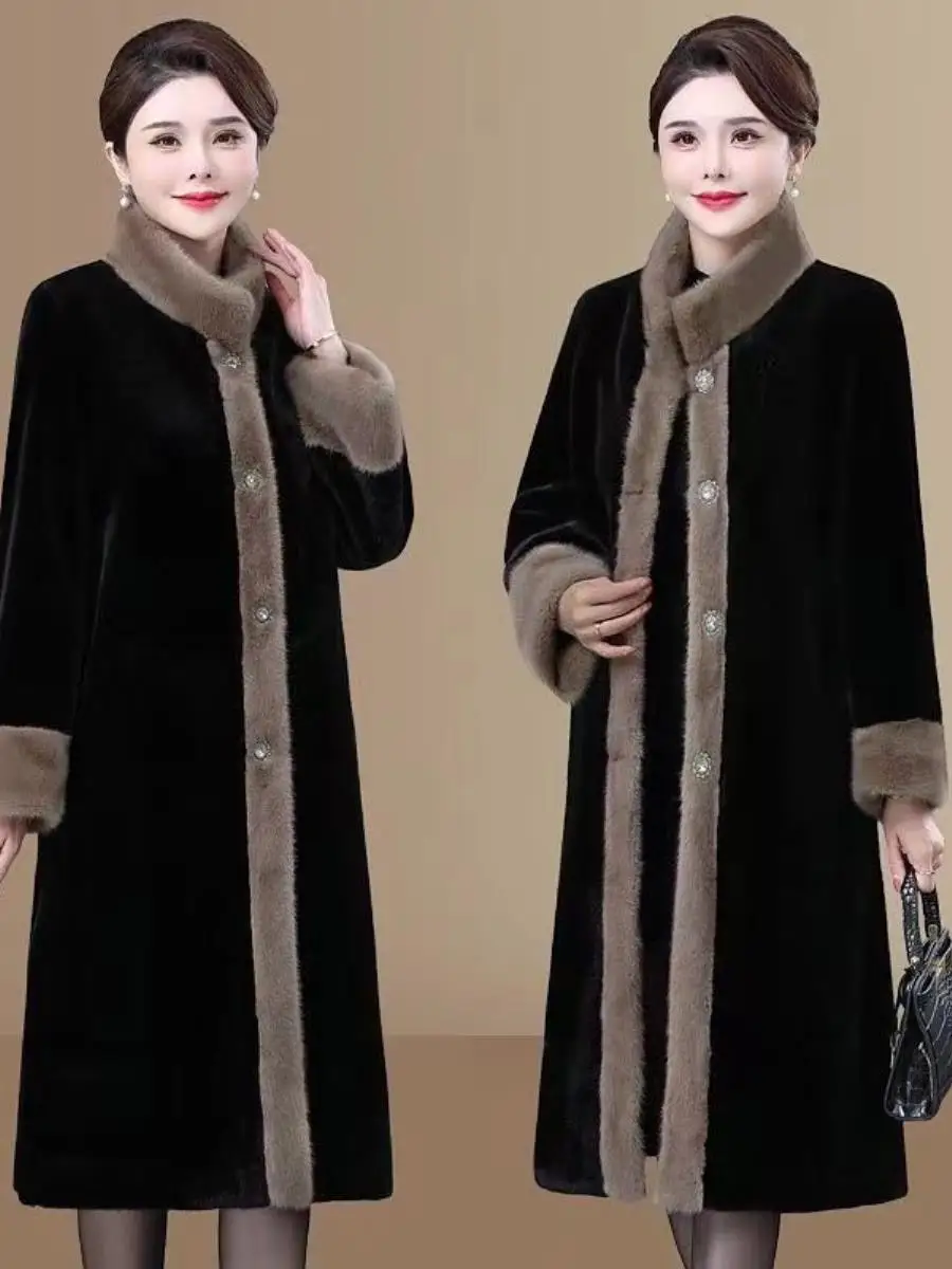 معطف نسائي أنيق ودافئ من فرو المنك الصديق للبيئة، ملابس خارجية جديدة للخريف والشتاء، تصميم عصري وأنيق