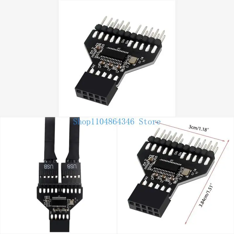 5asd USB2.0 9Pin Splitter Computer Motherboard 1 to 2 Extension Adapter
