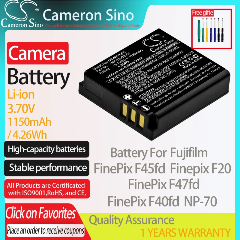 CameronSino Battery for Fujifilm FinePix F45fd FinePix F47fd Finepix F20 FinePix F40fd fits Panasonic CGA-S005 camera battery