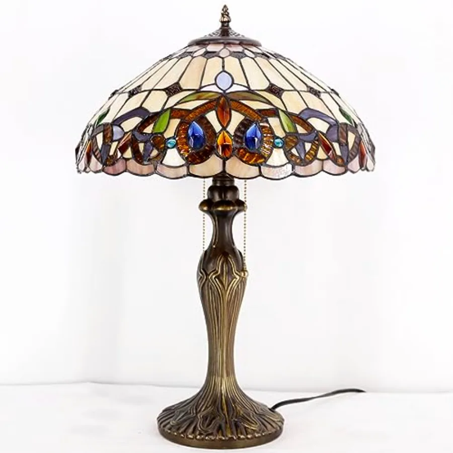 تيفاني نمط الجدول مصباح ملون الزجاج الملون الصفاء الفيكتوري أباجورة 16X16X24 بوصة مكتب ضوء مع قاعدة معدنية ديكو