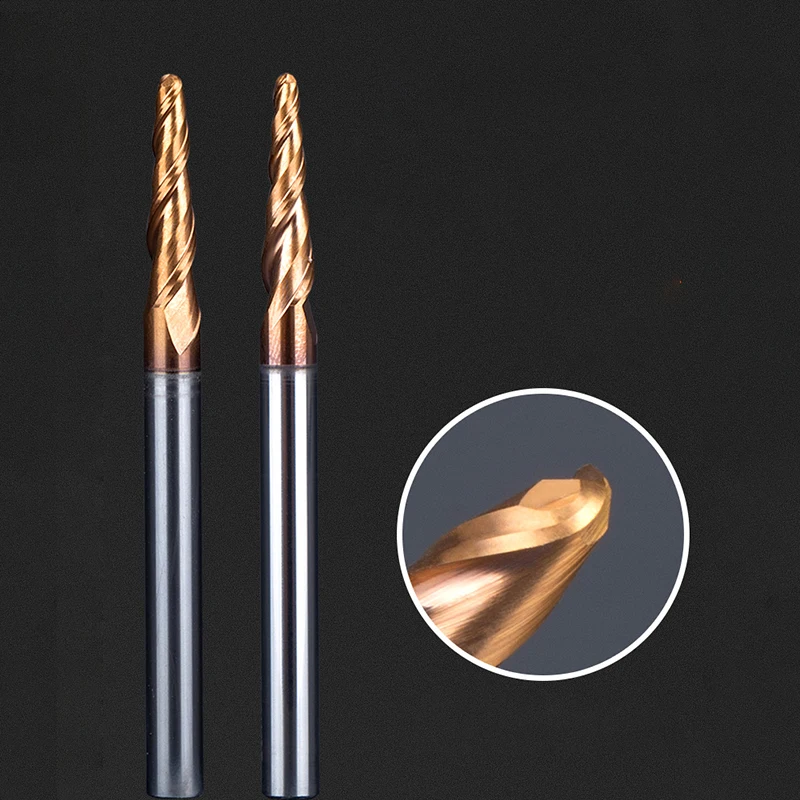 Carbide Ball Nose Router Bit CNC Tapered End Mills 2 Flutes HRC55 Milling Cutters Endmill Wood Metal Engraving Tool Carving Bit
