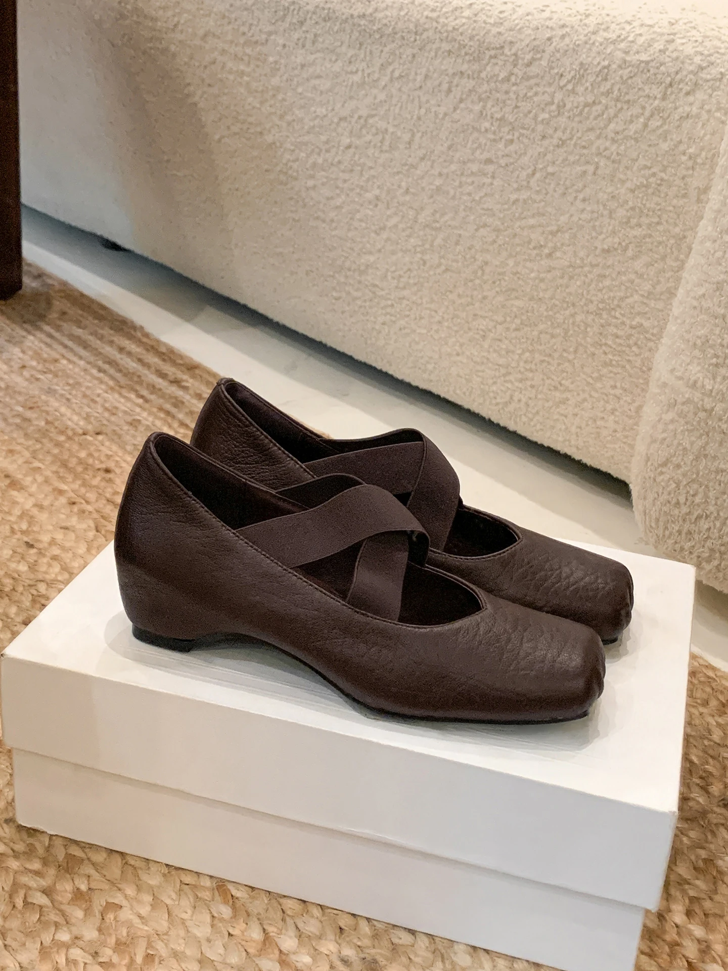 soft-bot-ballet-flats-mary-janes-women's-oes-leather-version-square-head-pig-nose-lightweight-comfortable-spring-oes