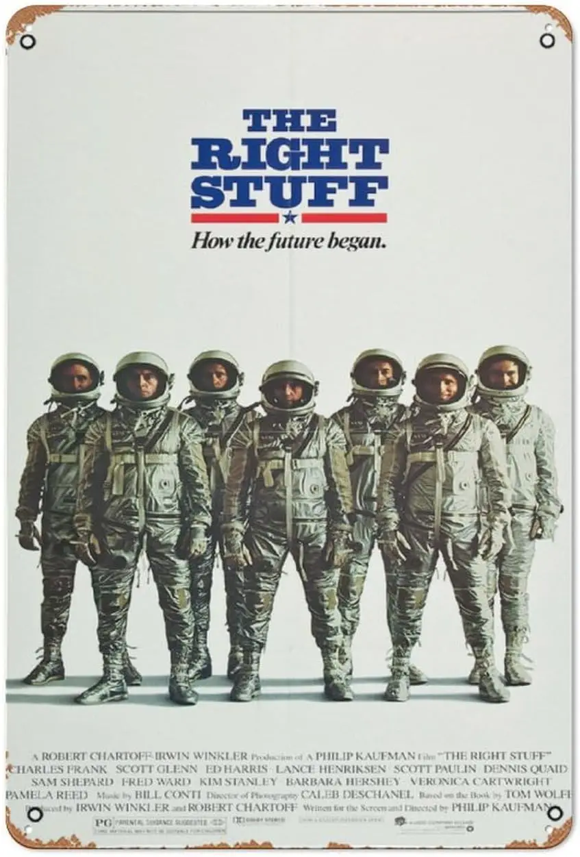 The Right Stuff Movie Poster Print - 1983 - Action - 1 Sheet Artwork Tin Sign for Wall Decorative Metal Signs Living Room,Office