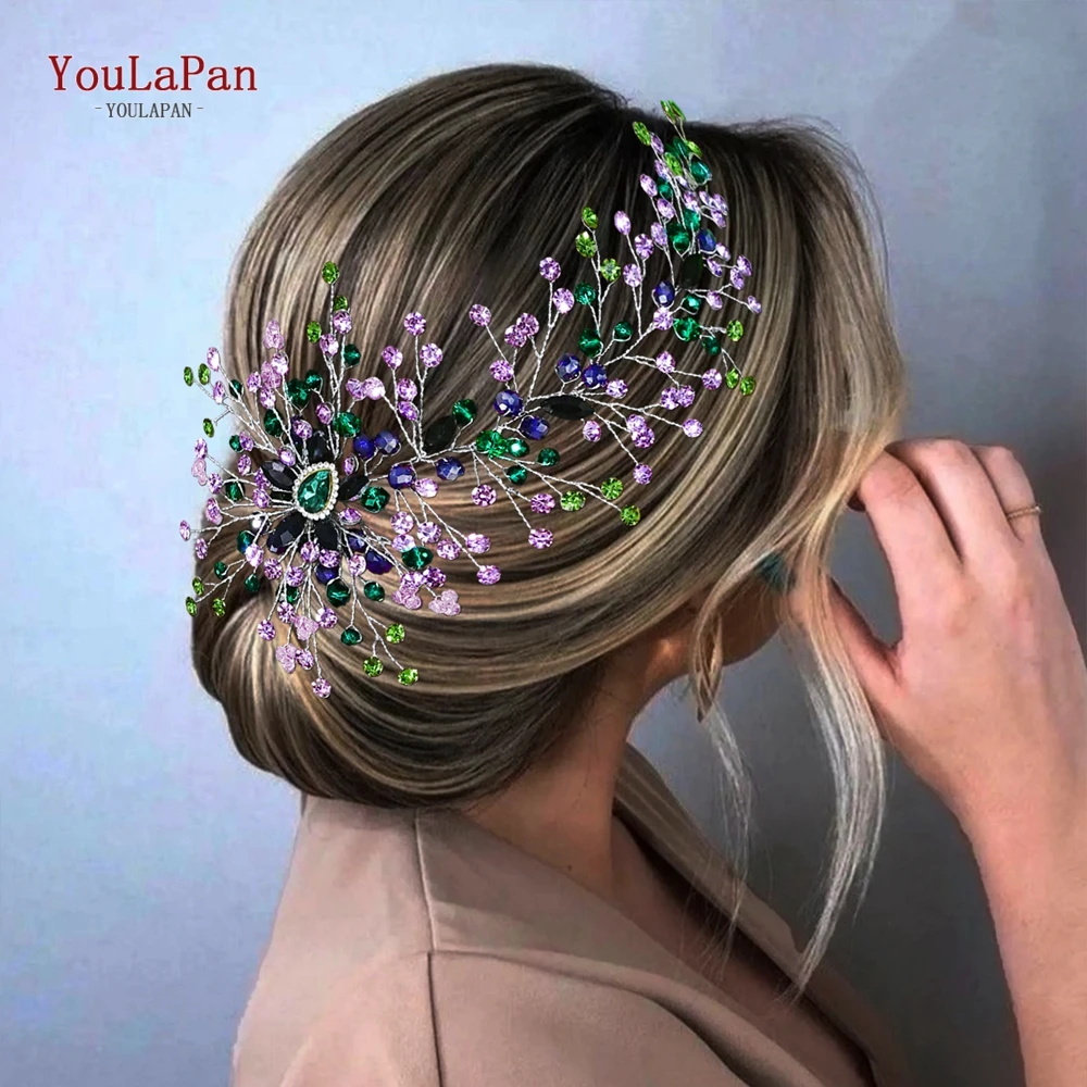 YouLaPan свадебная повязка на голову с кристаллами и стразами, повязка для волос ручной работы, роскошные украшения для волос, тиара, красивый головной убор невесты HP892