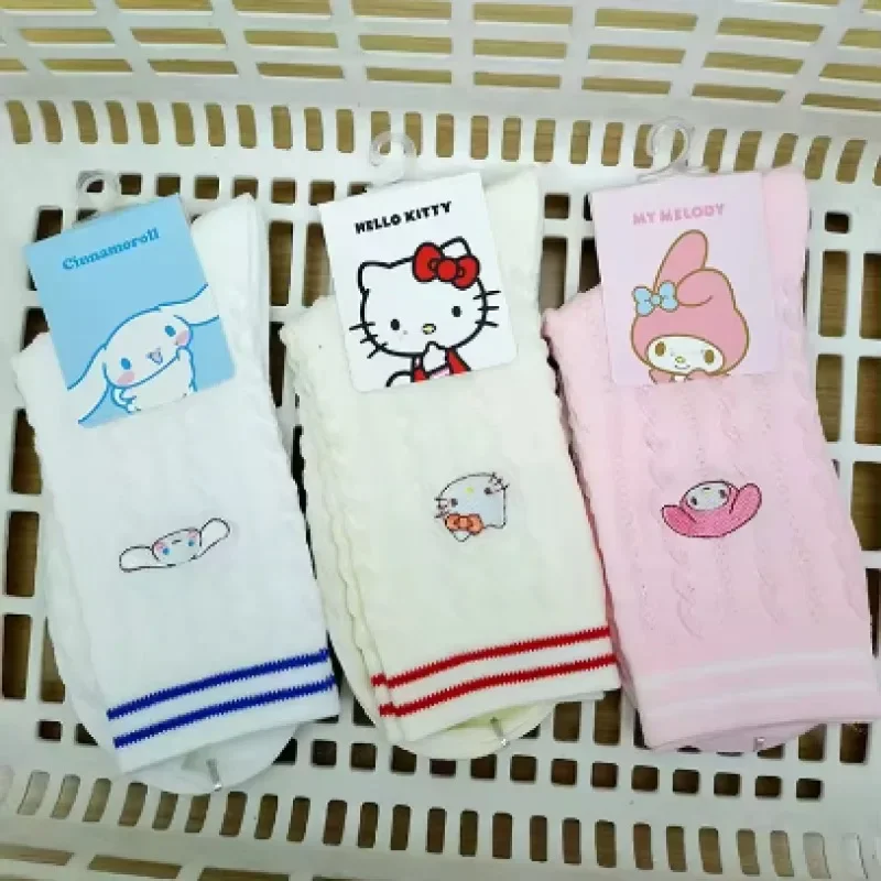 

Fashion Sanrio My Melody Cinnamoroll Kawaii Cute Short Socks for Girls High Resilience Warm for Autumn Winter New Year Gift