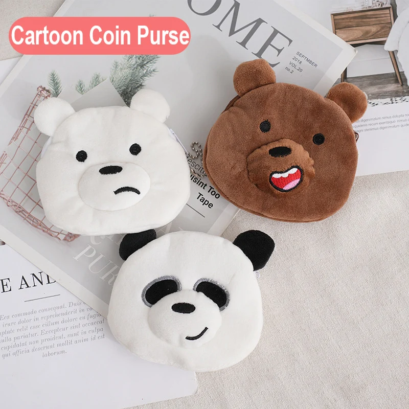 Cute Cartoon Plush Coin Purse Children's Pocket Bag Women Coin Bag Storage Bag Backpack Accessories Zip Round Bag