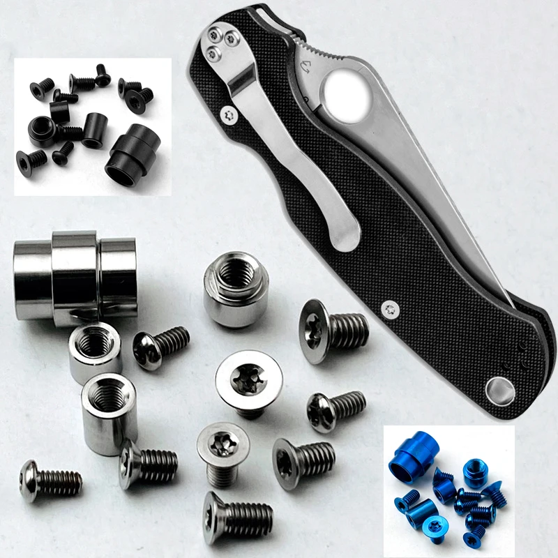 Custom 3 Colors Full Set of Knife Handle Titanium Screws Spindle Support Shaft For Spyderco C81 Paramilitary2 Para2 Knives Make