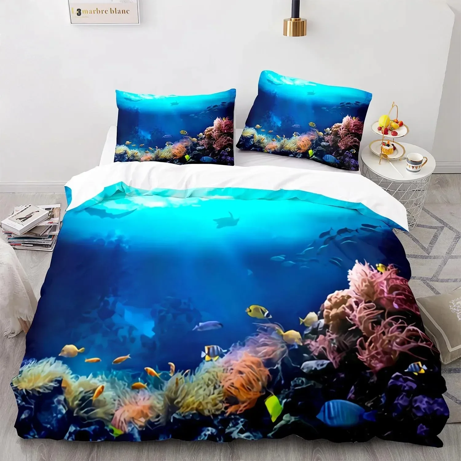 Luxury New 3D Print Underwater World Marine Animals 3D Duvet Cover Bedding Set Pillowcases Home Decor Single Double King Queen