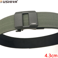 TUSHI 4.3CM Hard Tactical Belt for Men Metal Automatic Buckle Military Gun Belt 1100D Nylon Outdoor IPSC Casual Waistband Male