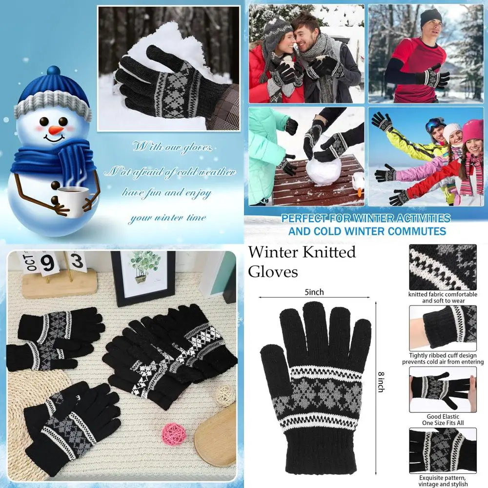 

Handepo Winter Gloves Bulk Unisex Winter Knitted Warm Gloves for Men Women Homeless People, Gift for Christmas