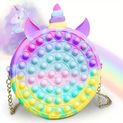 Kawaii Silicone Sensory Messenger Bag Girls Cute Unicorn Crossbody Bag Coin Purse Children's Decompression Pop Fidget Toys