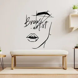 Brow Artist Sign Eyebrows Wall Decal Beauty Spa Salon Art Fashion Women Face Spa Center Decoration Sticker Removable Murals Q032
