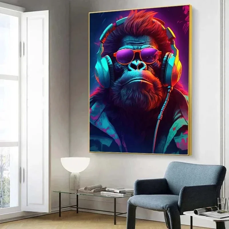 Graffiti Singing Monkey Canvas Painting Hip Hop Street Art Posters and Prints Pop Art Wall Picture Painting Living Room Home