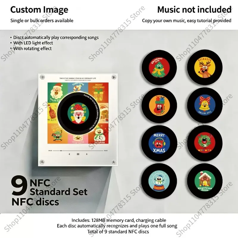 For NFC Induction Singing Acrylic Night Light, Magnetic Fridge Ornament for Christmas & Halloween