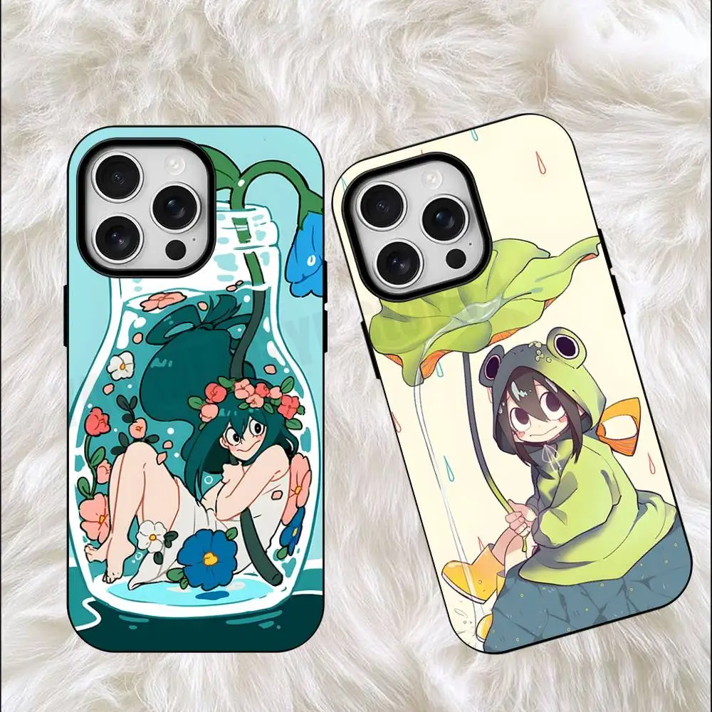 Anime T-Tsuyu Asui Silicone Soft Case For iPhone 17,16,15,14,13,12,11 Pro Max For Magnetic Shell Frosted Cover