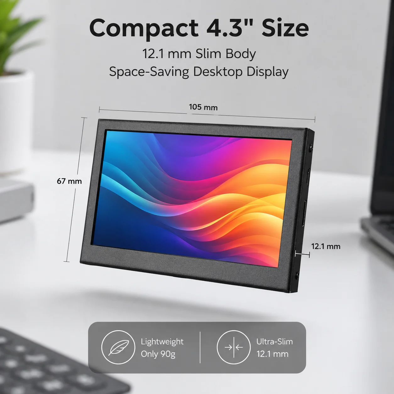 LESOWN 4.3/5 Inch Small LCD Display 800x480 60Hz HDTV Video Input RPi M2.5 Mounting Aluminum Housing for PC System Monitoring