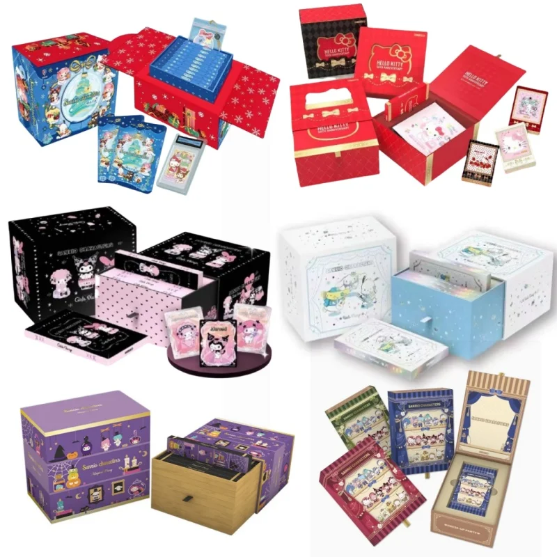 

Genuine Sanrio Family Daily Small Card Magical Diary HelloKitty Pink Cute Anniversary Gift Box Collection Cards Toys