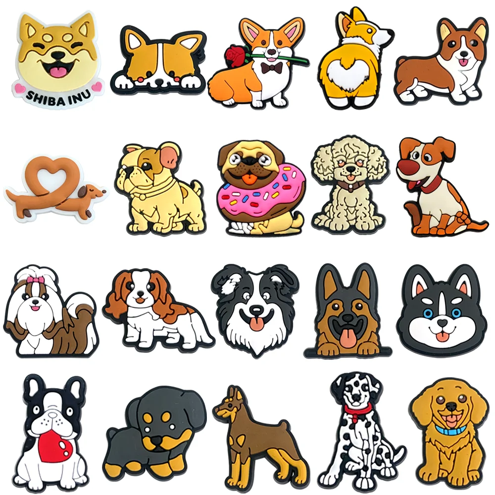 New Arrival 1-15Pcs PVC Cute Cartoon Shoe Charms Fit Wristbands Kawaii Animal Dog Mom Hole Slipper Decoration Shoe Accessories