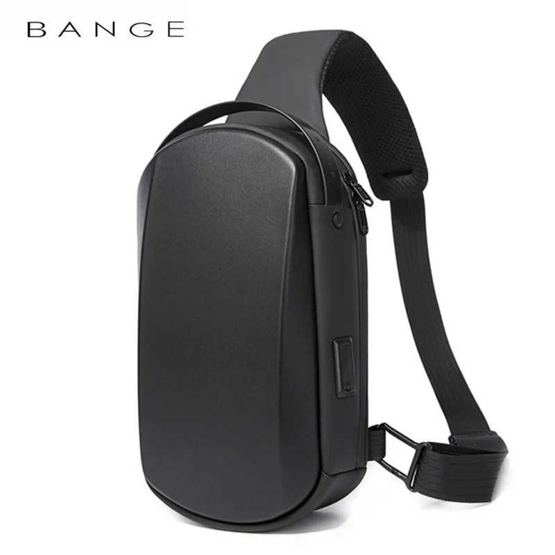 

BANGE New Multifunction USB Crossbody Bag Shoulder Man TPU Waterproof Travel Sling Messenger Pack Chest for Male