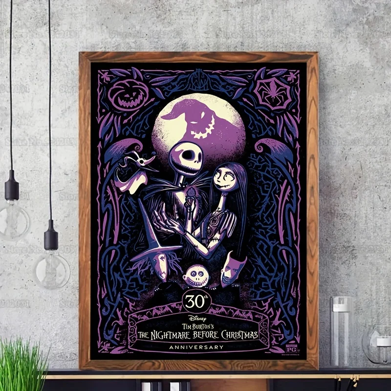 Póster de película de dibujos animados de Disney, pesadilla antes de Navidad, impresiones artísticas de pared, pintura en lienzo, decoración de pared, dormitorio, decoración del hogar