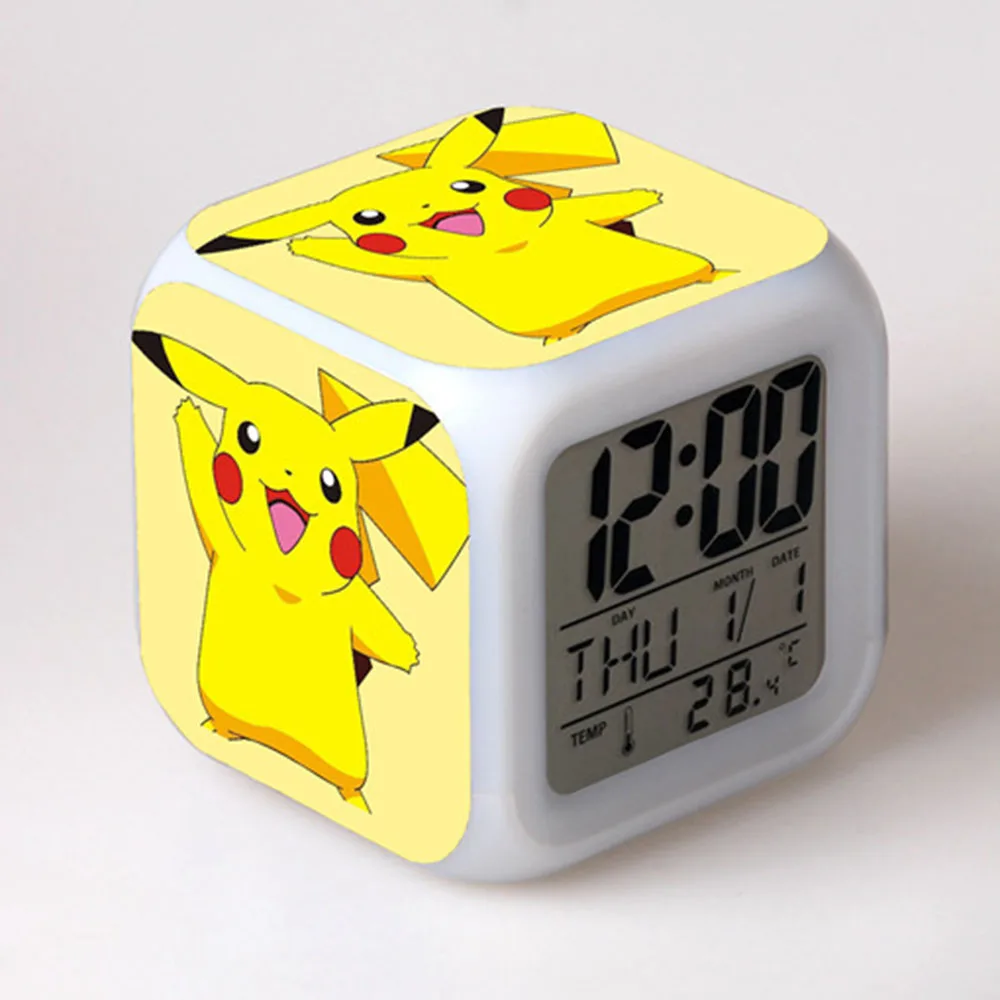 Pokemon Cartoon Pikachu Ash Ketchum Anime Night Light cambia colore sveglia camera da letto decorazione della casa bambini amici regalo giocattolo