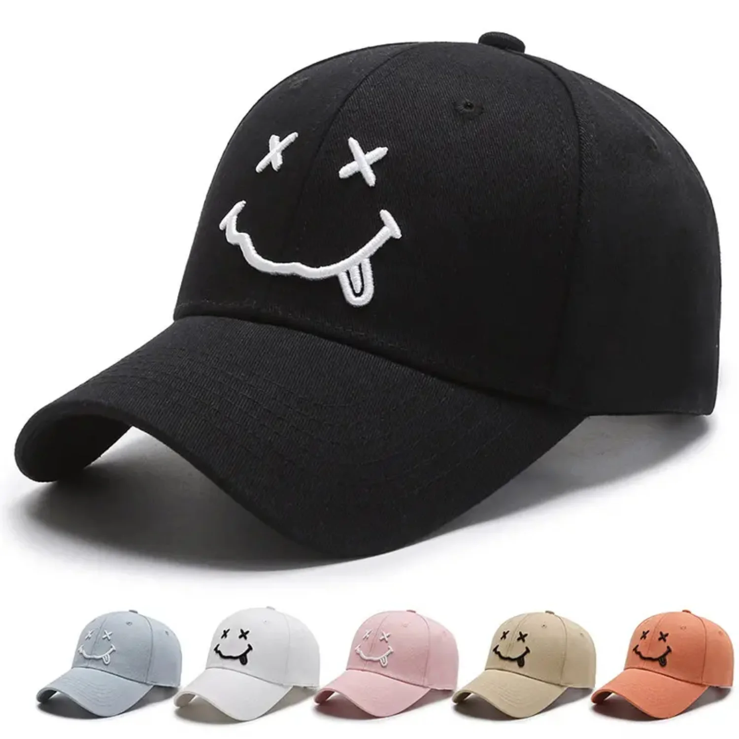 Happy Face Baseball Cap Spring Autumn Sun Hat Casual Unisex Peaked Cap