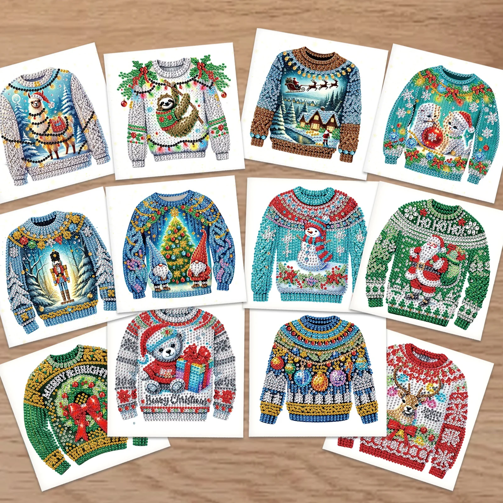 

12Pcs Diamond Art Painting Greeting cards Kits for Adults,Sweater theme Greeting cards Diamond Art cards for Creative Decor Gift