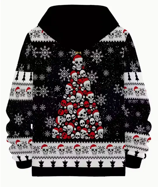 عارضة هود البلوز 3D طباعة هوديي عيد الميلاد مقنعين طويلة الأكمام الشارع الشهير البلوز المتضخم البلوز رجل هوديس #2