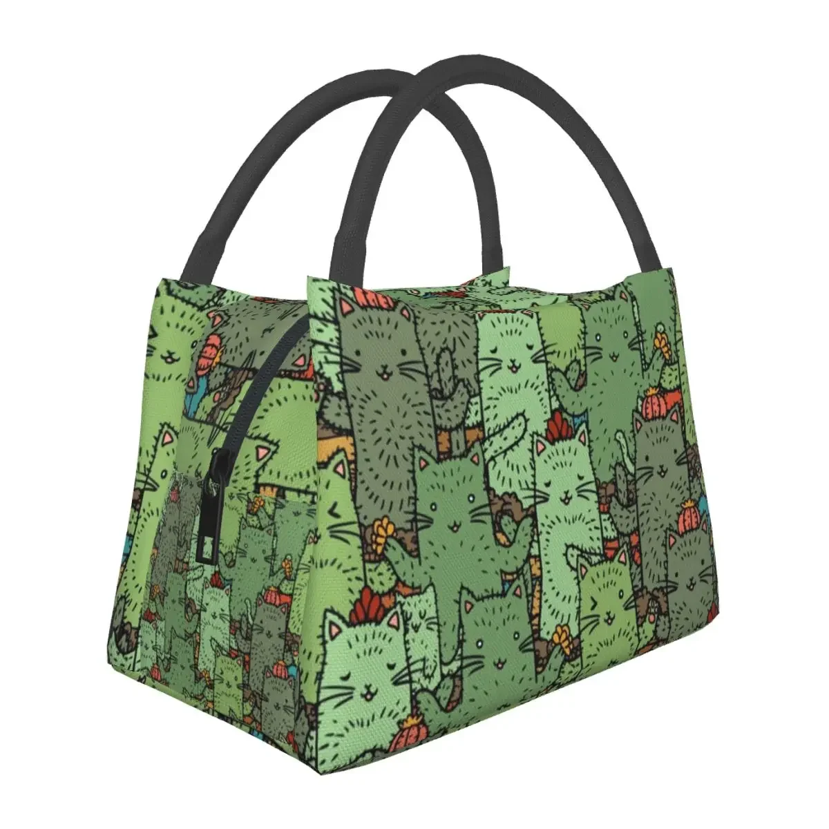 

Funny Cat Lunch Bag Women Cactus Garden Travel Lunch Box For Child Leisure Print Thermal Lunch Bags Oxford Convenient Cooler Bag