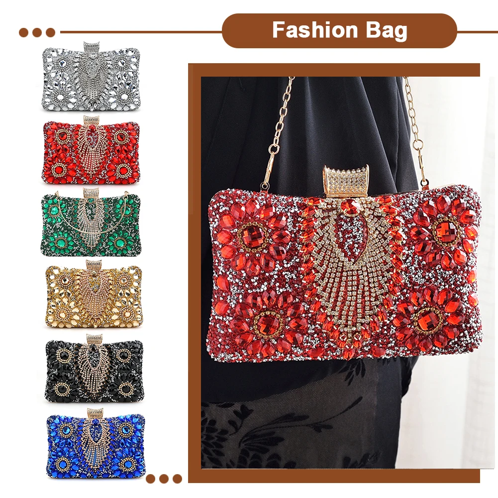 

Women Diamonds Evening Bags Rhinestones Small Luxury Clutch Glitter Evening Bags for Parties Wedding Clubs