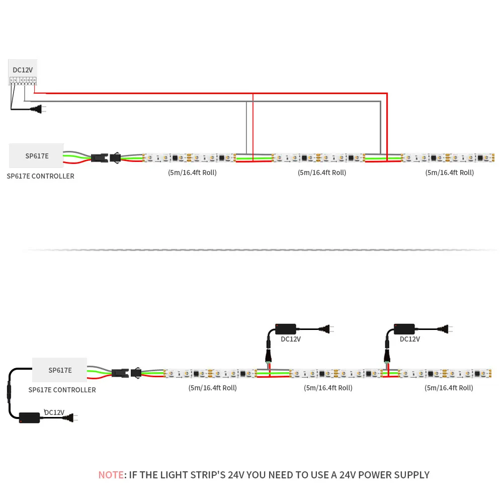 Imagem -06 - Luz de Tira Conduzida Endereçável Similar Rgbw Rgbww Rgbcw em Sk6812 Ws2811 Smd 5050 Rgb Ip30 65 67 dc 12v 24v