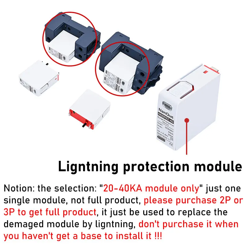 DC SPD 100V 250V 500V 800V 1000V Surge Arrester Protective Lightning Protector 20KA 40KA 60KA New Energy  DC Surge Protector