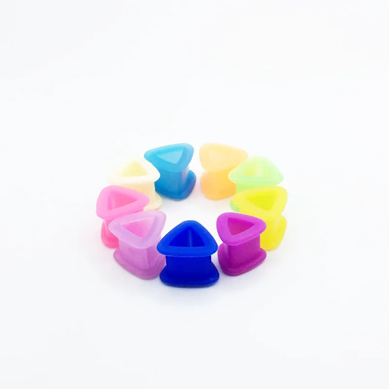 WKOUD 2pcs Triangle Soft Silicone Ear Plugs Flesh Ear Tunnels Ear Gauges Ear Expanders 4-26mm Mix Colors Body Piercing Jewelry