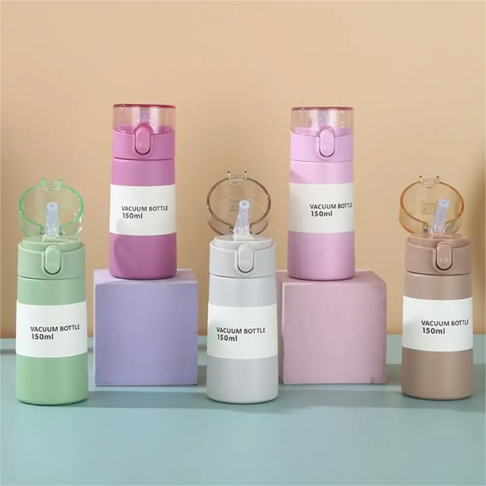 Mini Thermos Cup 150/250ml Leak-proof  Fashion Thermos Insulated Cup With Straw Portable One-button Opening Pocket Thermal Mug