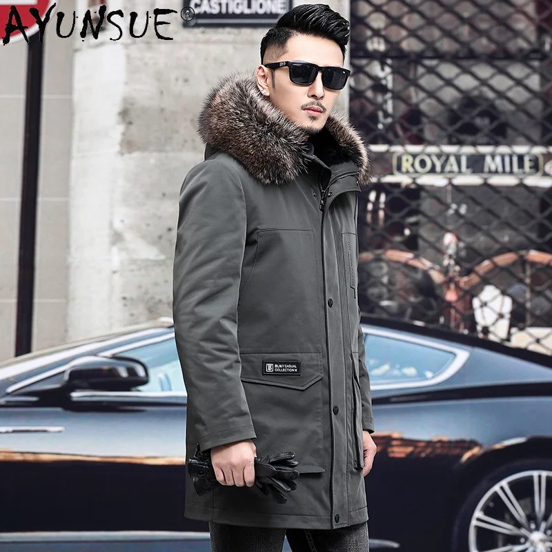 

Winter Hooded Warm Real Rabbit Fur Liner Parkas Men 2021 Casual Raccoon Collar Jacket Male Casaco Masculino Gxy773