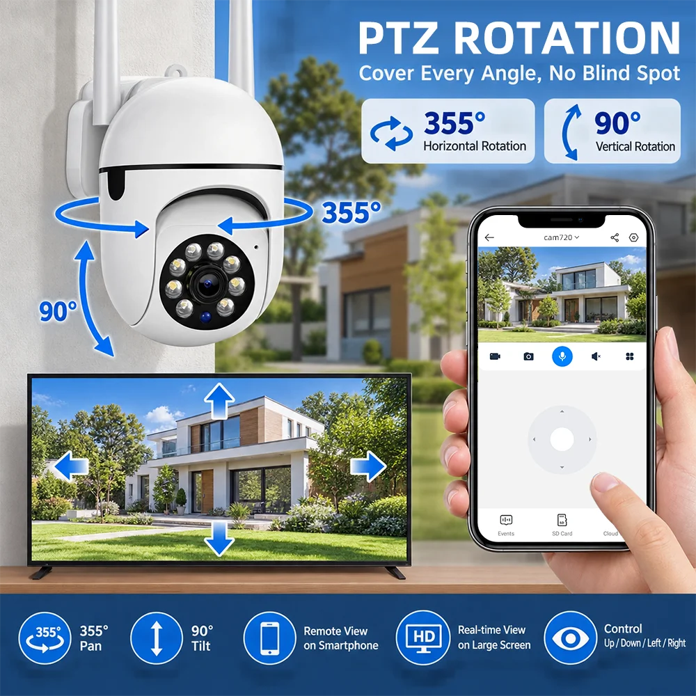 JOOAN 3MP Wireless WIFI Network Indoor PTZ Auto-Tracking Two-way Audio HD Color Night Vision Home Security Protection