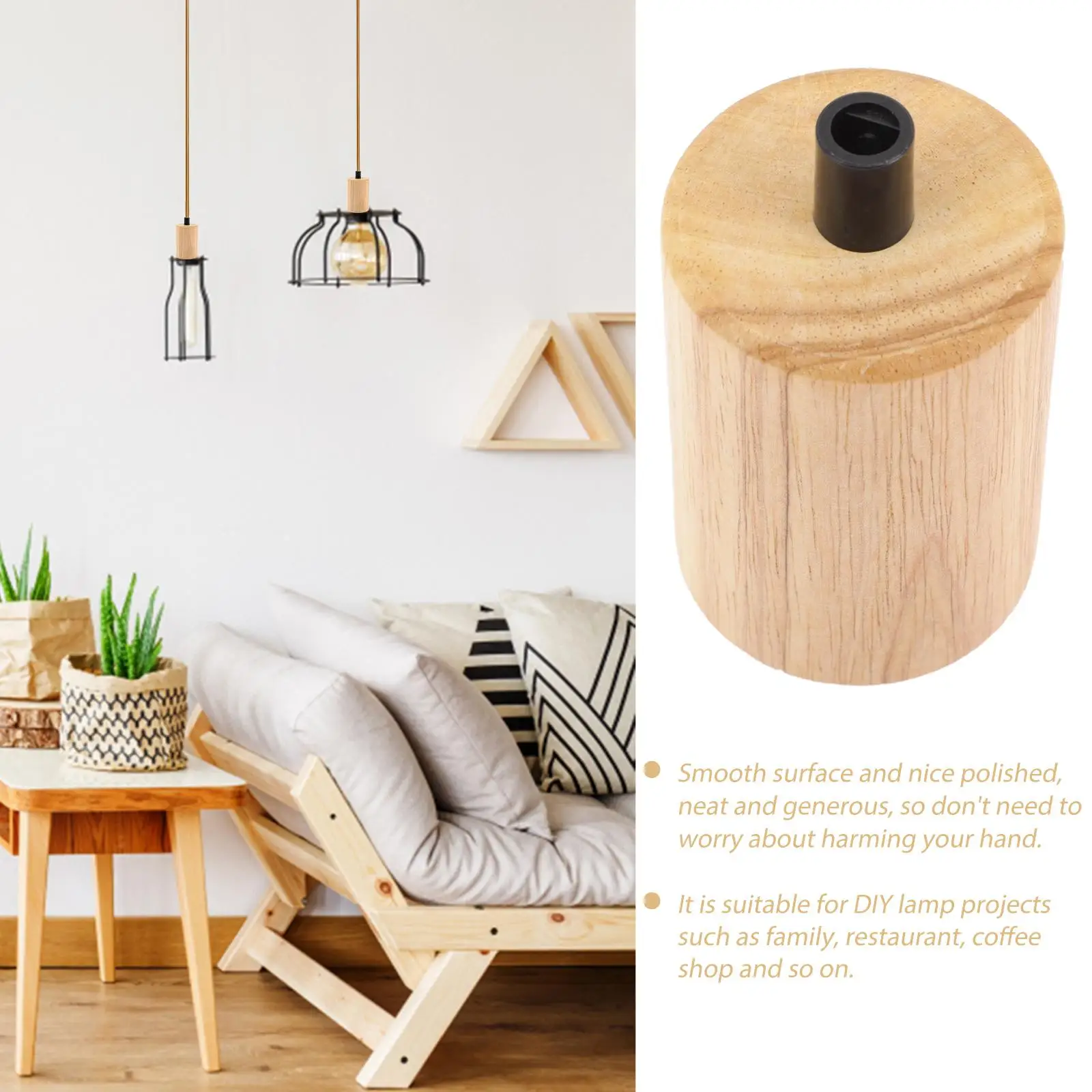 Wooden Lamp Holder E27 Socket Small Hanging Base Ivory Plastic Accessories Light Bulb Adapter Chandelier Lamp Holder Ceiling