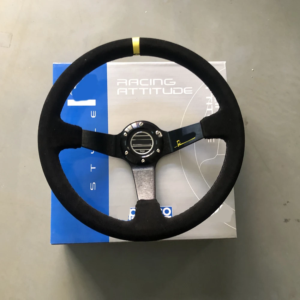 

350MM Universal Racing Car SPAR Style R345 Steering Wheel Car Rally Drift Suede Leather Steering Wheel Volantes