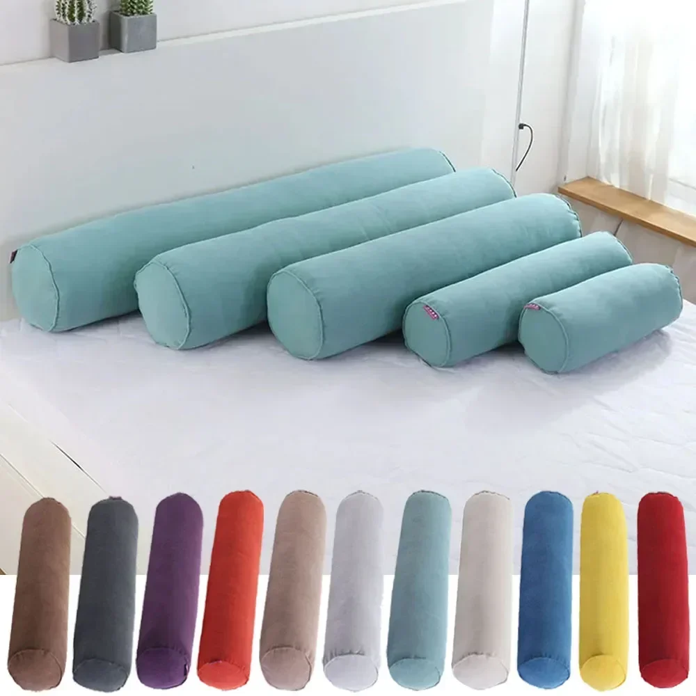 Long Pillow for Beds Cylinder Support Waist Leg Cushion Solid Color Sun Lounger Backrest Pad Home Office Decor(with Filling)