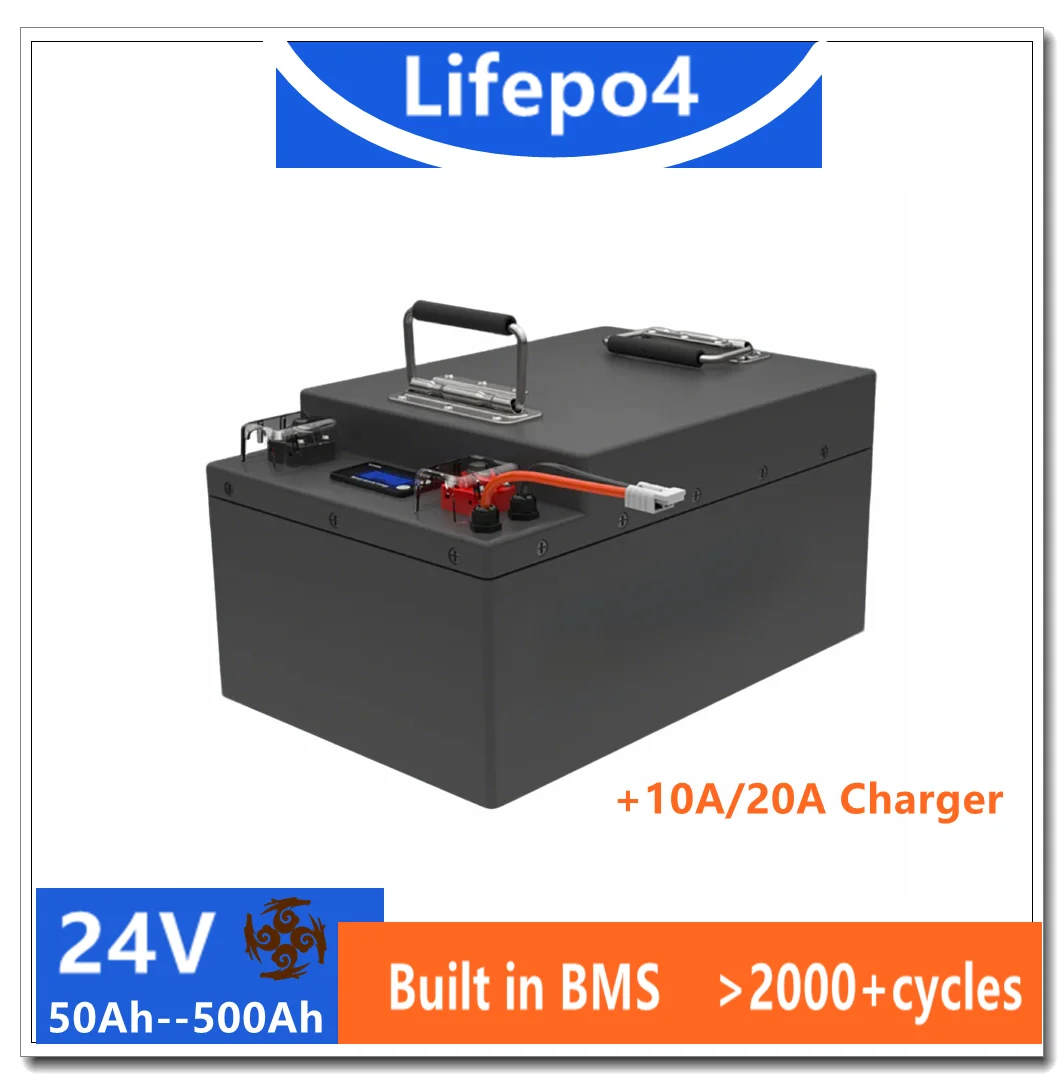 

24 В Lifepo4 Аккумулятор 100 Ач 50 Ач 150 Ач 200 Ач 300 Ач 400 Ач 500 Ач LIthium Батарея для инвертора 2 кВт 5 кВт Резервная солнечная система