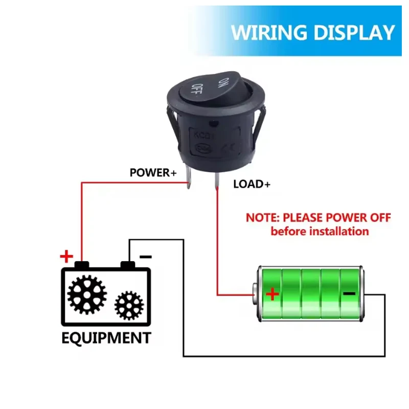 1/4PCs Car Circular Rocker Switches 12V DC Circular Toggle Switch For Motorhomes 2-pin Connector Auto Car Accessories