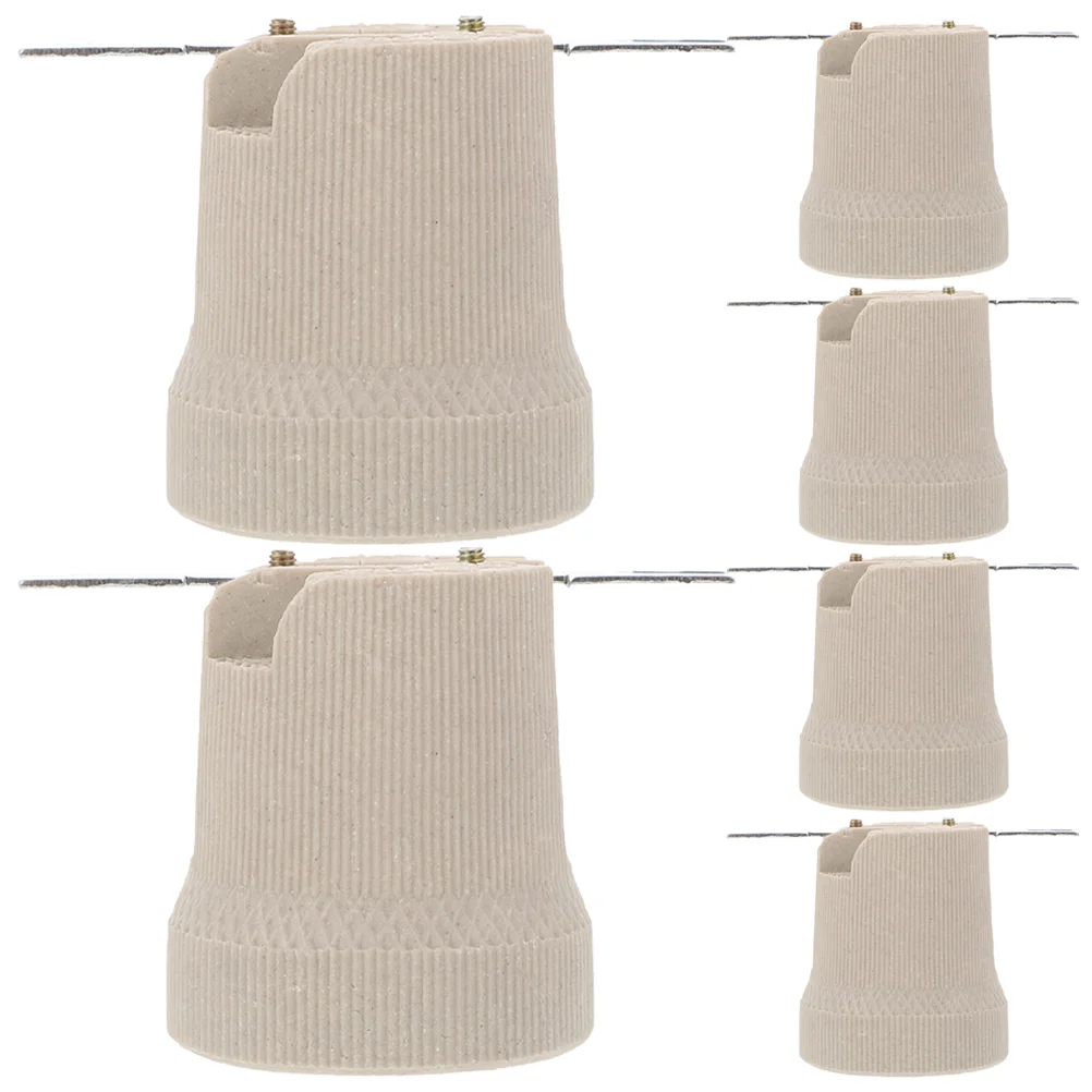 

6 Pcs E27 Ceramic Lamp Holder Screw Light Bulb Base Chandelier Replacement Parts Candelabra Socket Bracket