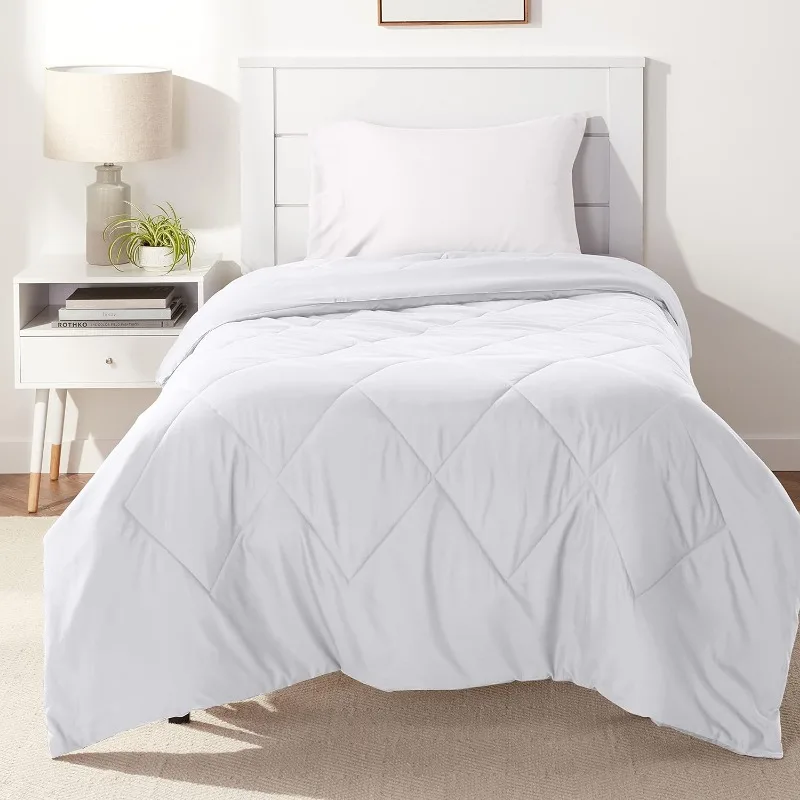 

Reversible Lightweight Microfiber Comforter Blanket, Twin/Twin XL, Polyester, White/White