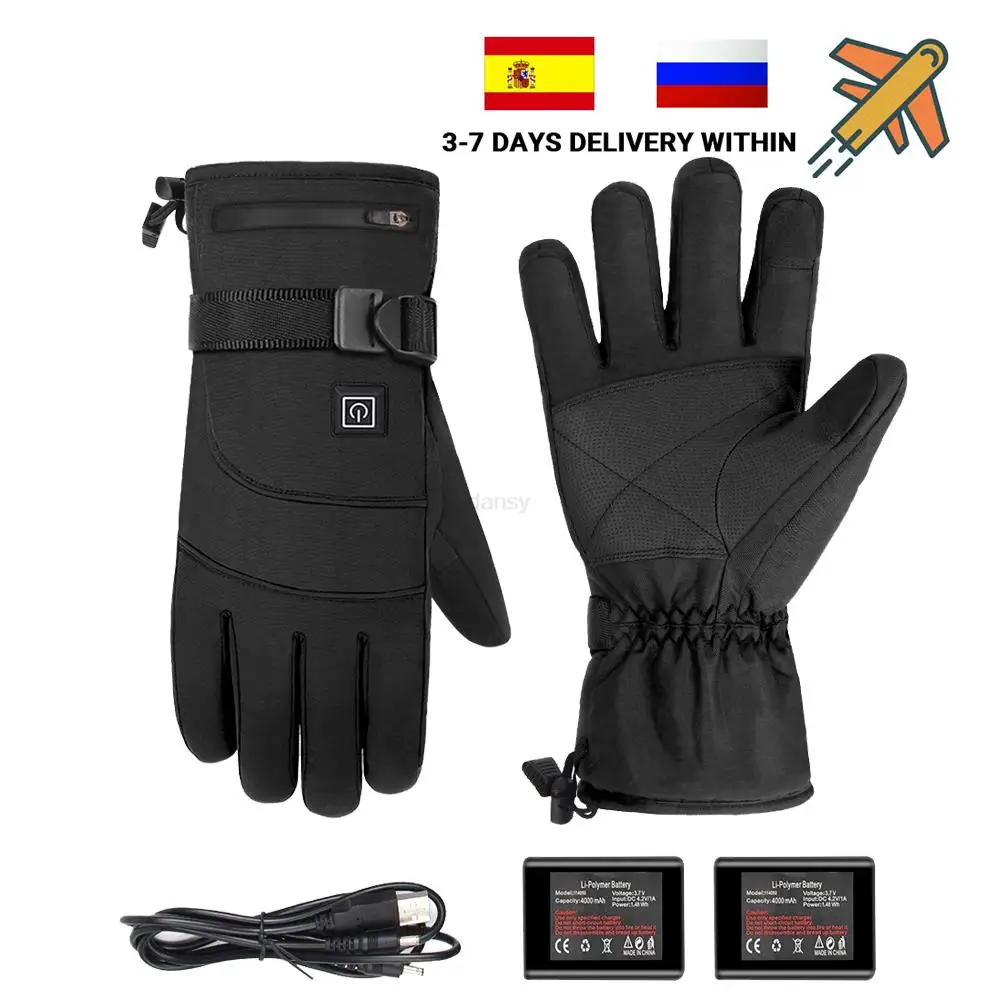 

Winter Snowboard Ski Heated Gloves Non-slip Touch Screen Waterproof Motorcycle Cycling Thick Warm Heating Snow Gloves RU/ES Send