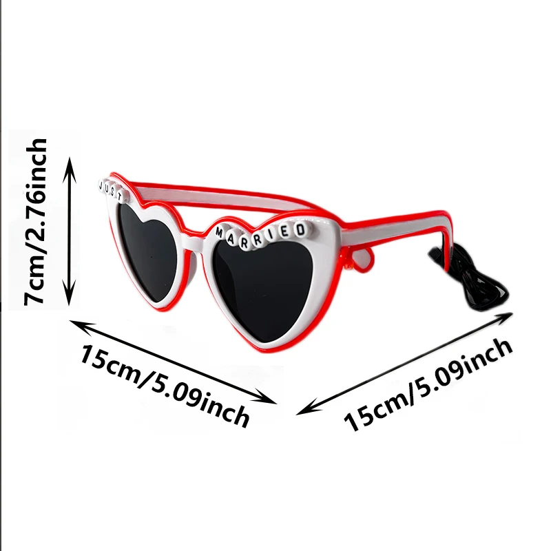 LED Just Married Glasses Wedding Bride To Be Surprise Gift Couple Glasses Souvenirs Glowing Heart Glasses Married Sunglasses