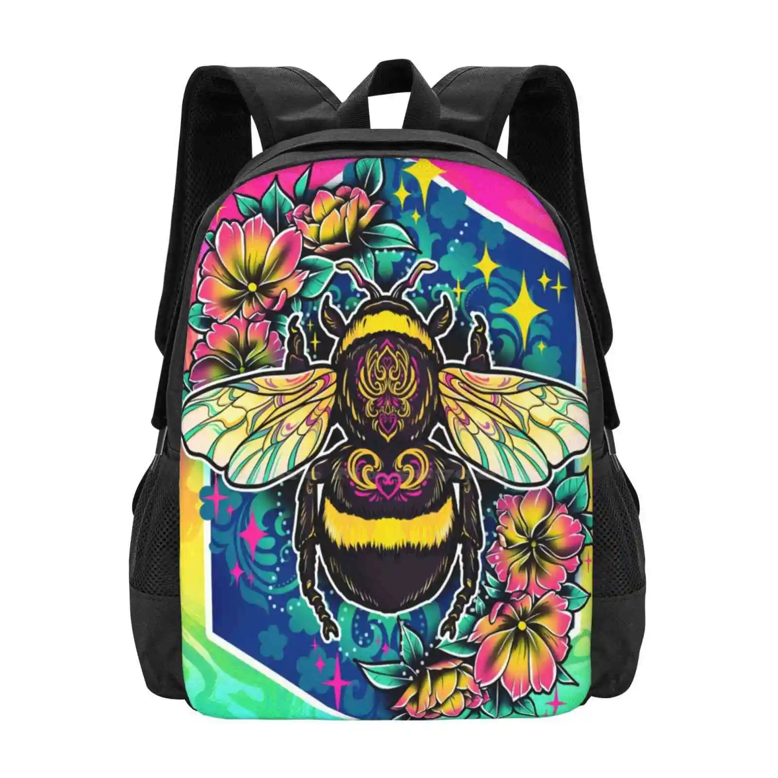 

Backpack For Student School Laptop Travel Bag Digital Drawing Vector Illustrator Photoshop Neon Bright Colorful Rainbow Cute