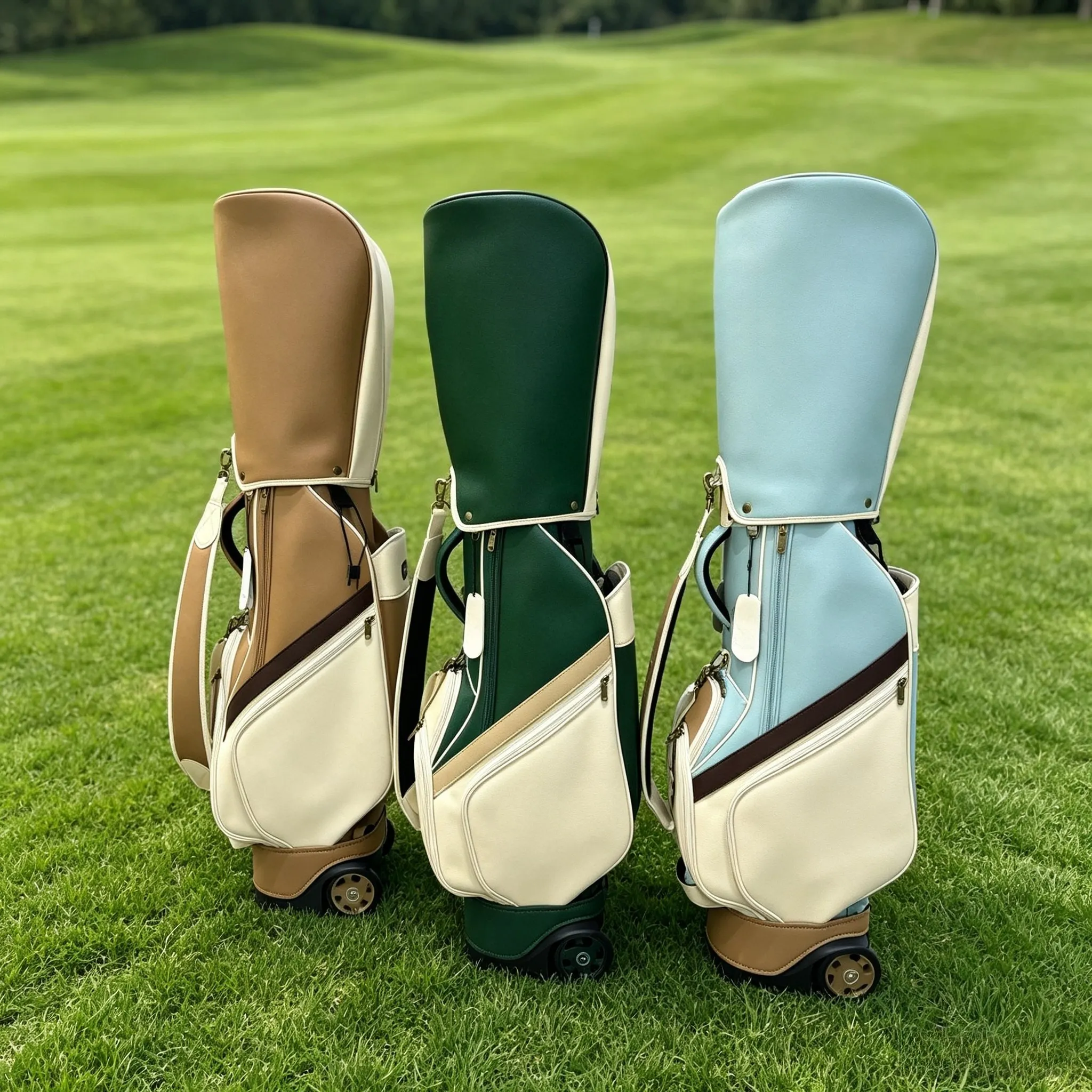 Unisex Golf Rolling Tube Bag PU Waterproof Golf Club Bag With Telescopic Pull Handle Wheels Fashion Travel Golf Trolley Bag