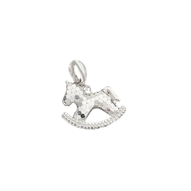 

925 sterling silver pendant cute rocking horse silver jewelry crushed ice ice carousel with necklace high sense