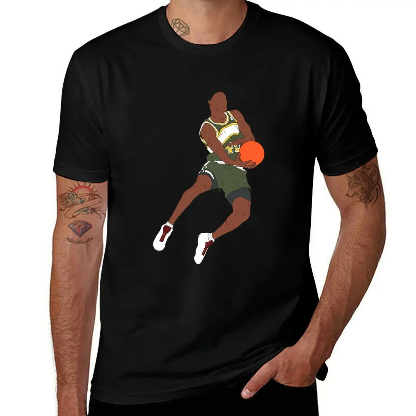 Shawn Kemp Dunk T-Shirt Casual All Match Short Sleeve T-Shirt