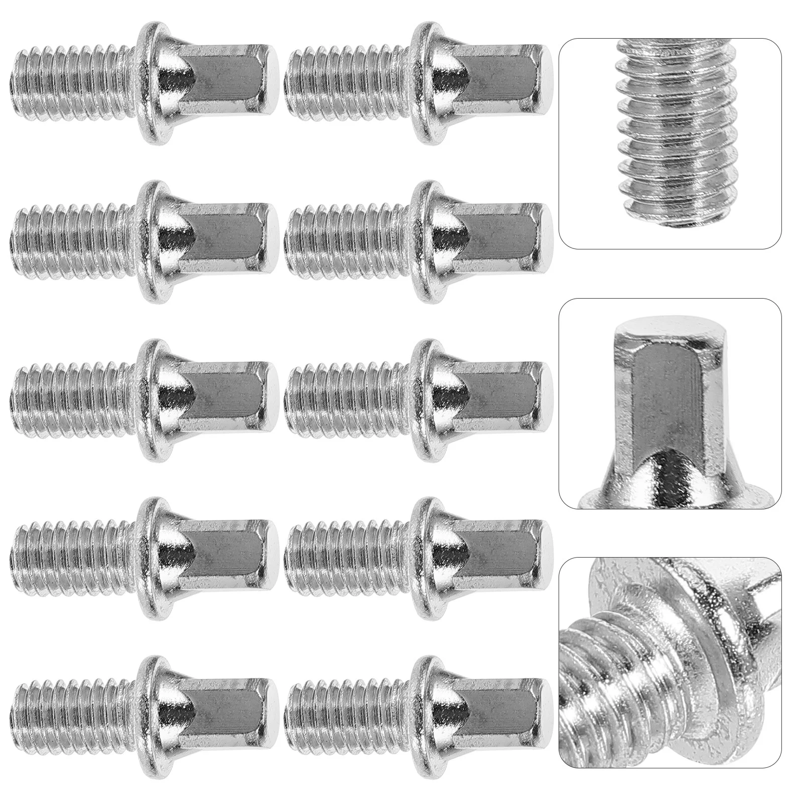 

10Pcs Drum Key Bolts M6x15mm Silver Plated Iron Smooth Finish Snare Drum Hardware Screws for Pedal Shaft Key Screw